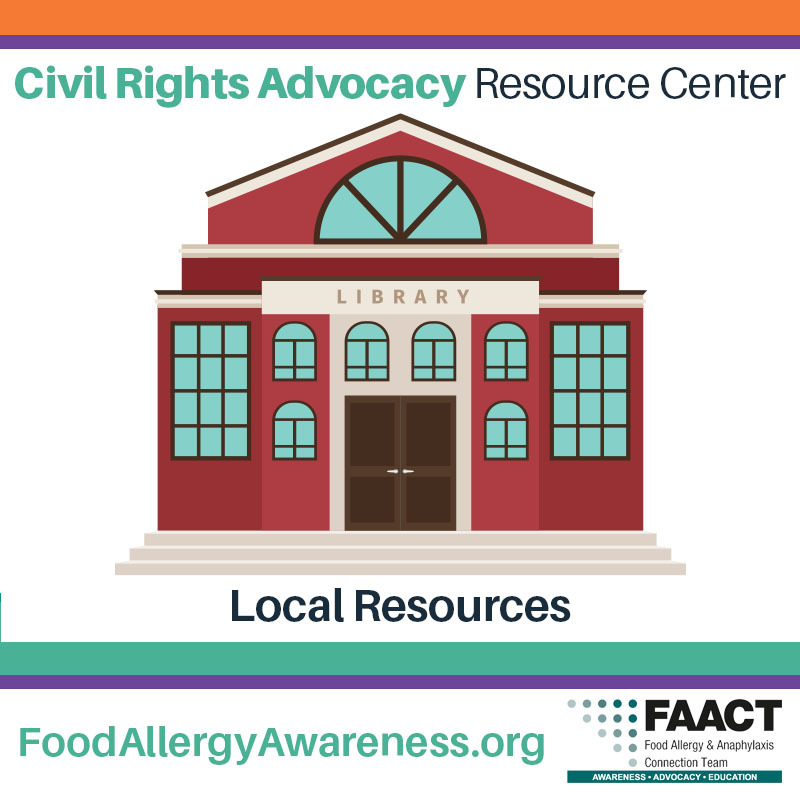 Civil Rights Advocacy Resource Center Local Resources with clip art of Library